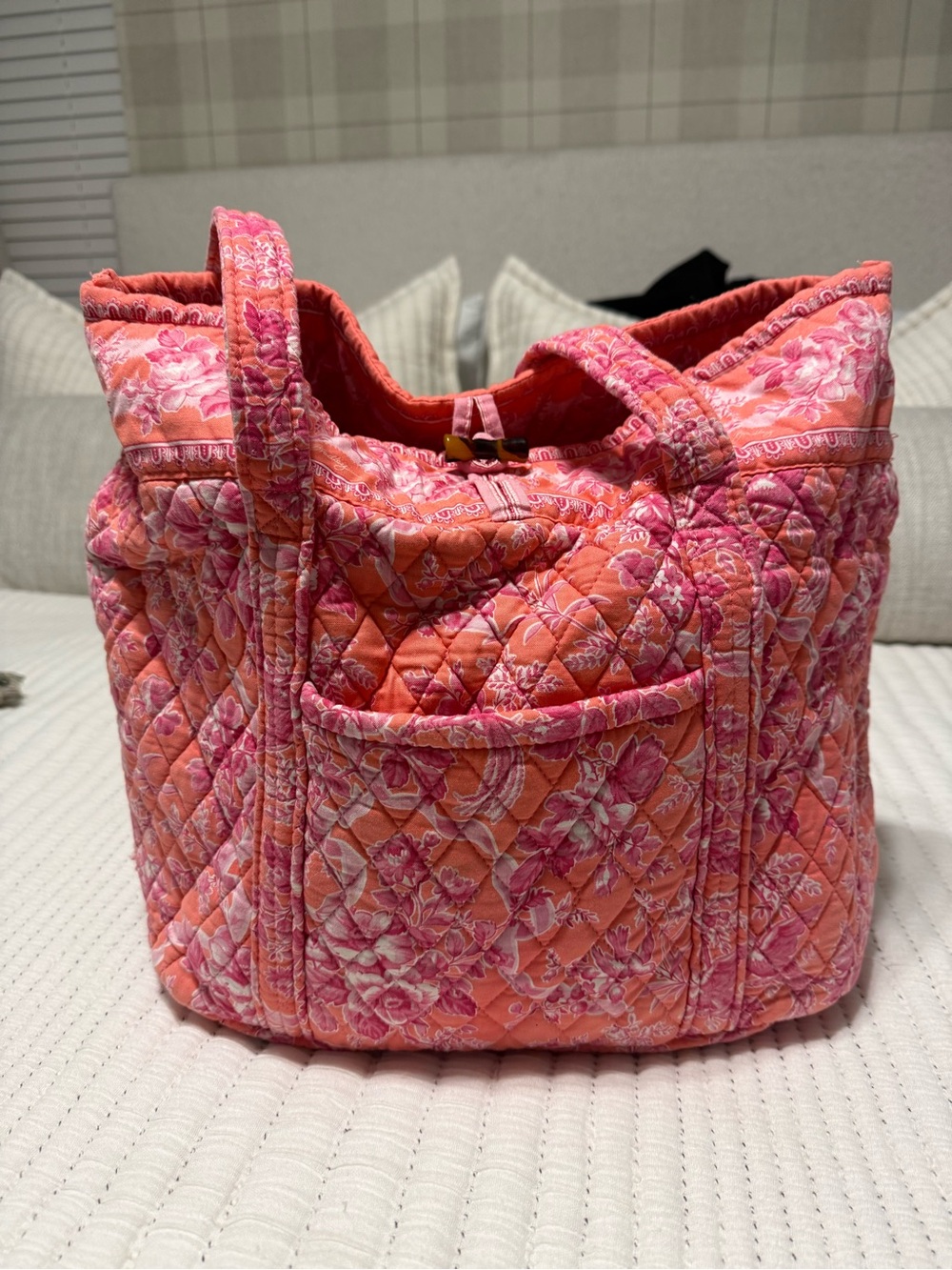 Vintage Vera Bradley Quilted Floral Pink Tote Bag